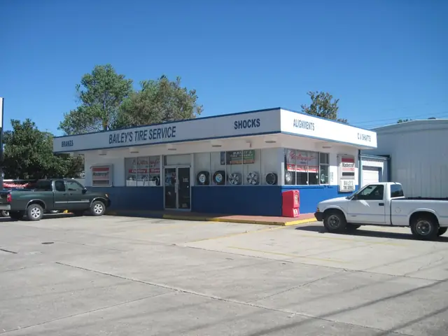 The Bailey's Tire Service building, with the trade painted across the front fascia